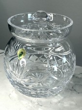 Vintage Waterford Crystal Round Biscuit Barrel Cookie Jar With Lid, No Defects picture