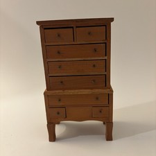 VTG Shackman Dollhouse Miniature Wood Highboy Chest of Drawers Dresser 1:12 picture