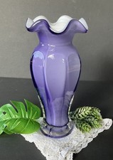 Fenton Style Cased Purple / Violet & White Paneled 8
