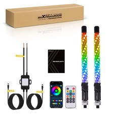 2X 1FT/2FT/3FT/4FT LED Spiral Fat Whip Lights Antenna RGB Chase For RZR UTV ATV picture