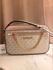Michael Kors Jet Set Large Logo Crossbody Bag Powder Blush Multi- New With Tag picture