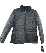 NWT $180 Lauren Ralph Lauren Women Quilted Black Sherpa Collar Jacket Size Large picture