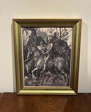 Albrecht Durer Knight Death & Devil 9.5x11.5 Vintage Gold Frame Gallery Wall Art picture