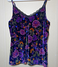 Torrid Velvet Floral Lace Trim Cami Top Size 3 3X Purple Whimsigoth Camisole Y2K picture