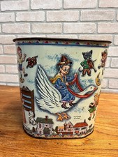 Vintage Weibro Metal Child's Mother Goose Nursery Rhymes Trash Can Waste Basket picture