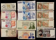 ITALY 1962-1990 500 1000 5000 10000 Lire SOME UNC 12 Banknotes picture