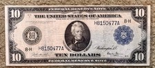 RARE 1913 RESERVE $10 LARGE CURRENCY Jackson  Agriculture and Industry Bill Ten picture