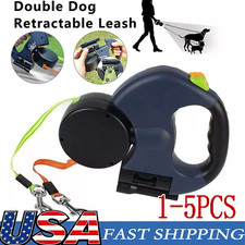 Dual Pet Leash Retractable Reflective Lead 360 Swivel Double Dog Walking Leash picture