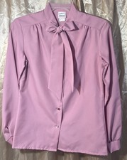 Vintage 1970s JCPenney Fashions Pussy Bow Mauve Blouse Secretary Size 6 (Small) picture