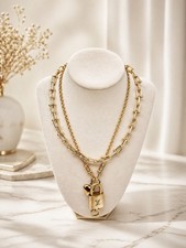 Authentic Louis Vuitton Gold Padlock w/ Unbranded Fashion Stainless Steel Chain picture