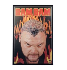 Original WWF BAM BAM BIGELOW 1988 Hand Signed TitanSports Catalog Poster FRAMED picture