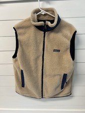 Vintage 90s Patagonia Retro X Deep Pile Oatmeal Fleece Vest Jacket Mens Large picture