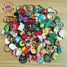 10/20/30/50/100PCS Random Cute Cartoon Keychains Bulk - Assorted PVC Rubber Key picture