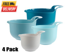 4 Piece Nesting Plastic Mixing Bowl Set with Pour Spouts and Handles, picture