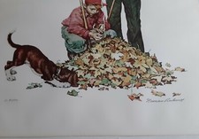 Authentic Vintage Norman Rockwell Hand-Signed Lithograph Grandpa And Me picture