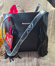 Montana West Black Tote Handbag Fringe Tassel Logo Concealed Carry picture