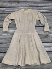 VTG 1950s Anne Fogarty Margot Wool Dress 26 Waist Fit Flare Full Skirt picture