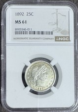 1892 Barber Quarter Toner MS61  picture