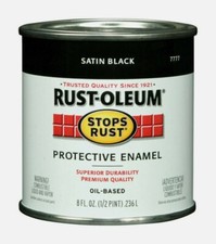 Rust-Oleum SATIN BLACK 0.5pt Stops Rust PROTECTIVE ENAMEL Oil-Based 7777-730 NEW picture