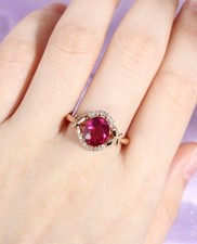 3 Ct Oval Cut Simulated Pink Ruby Solitaire Wedding Ring In 14k Rose Gold Plated picture