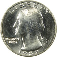 1982 P Washington Quarter Clad Uncirculated Mint State 25c Coin picture