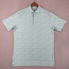 Johnnie O Polo Shirt Men’s Large Blue Floral Micro Print Summer Comfort Golf picture