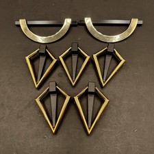 Vintage 1950s Art Deco Cabinet Pulls Brass Black Drawer Handles Set picture
