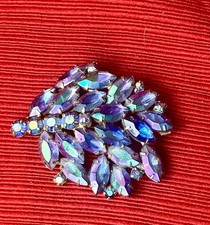 Brooch Vintage WEISS Peacock Blue Estate Sparkle Gorgeous picture