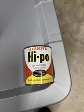 VINTAGE RARE ALEMITE TRANSMISSION ADDITIVE “HI-PO” RACING STEEL OIL CAN FULL picture
