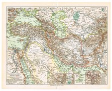 MIDDLE EAST 1909 PERSIA IRAQ IRAN Palestine Syria Caucasus Original  Vintage map picture