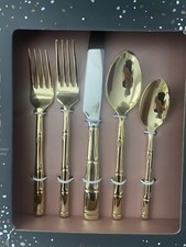 Wallace Bamboo 20 Pieces Flatware Service Set - Gold Plated. Brand New picture