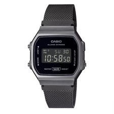 Casio A168WEMB-1B Vintage Black Digital Mesh Bracelet Men's Watch New picture