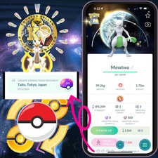 Shiny Mewtwo Shundo — 10th Anniversary Background—P.T.C 100k Stardusts—Digital picture