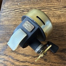 Old Vintage GARCIA ABU-MATIC No. 140 Spincast Reel Gold Spool Cap Sweden Smooth picture