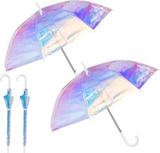 Dunzy Holographic Wide Umbrella Adult Clear Iridescent for Women...  picture