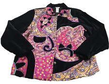 Spirit Sandy Starkman Womens Button Up Jacket Sz L Quilted Embellished Lined NWT picture