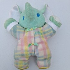 Vintage 1996 Playskool Snuzzles Elephant Plush 11” Pastel Plaid Baby Lovey picture