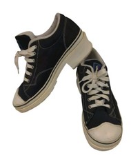 Vintage Sketchers 90's Heartbeat Softy Black Canvas Platform Heeled Women's 10 picture