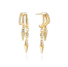 Triple 18K gold-plated huggie earrings picture