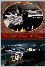 Postcard F 12, Cliff House, Then and Now, Orignal Burned Down in 1907 picture