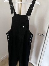 Shein Size M Uk 10 Black  Cropped Dungarees With Packaging Leg 24 Inched picture