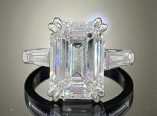 6.50 Ct F VS1 Emerald Cut Lab Grown Diamond Ring IGI Certified 14k White Gold 6 picture