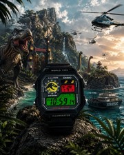 Custom Black Casio AE-1200 “Jurassic Park” Inspired Digital Watch picture