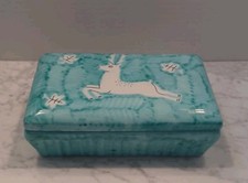 Vintage Cantagalli Italian Trinket Box W/ White Deer Motif 1960's picture