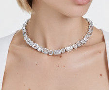 Swarovski Millenia Necklace Octagon Cut Crystal Rhodium Plated New picture