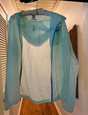 Patagonia Women's Hooded Full Zip Lightweight Windbreaker Jacket L Green Blue picture