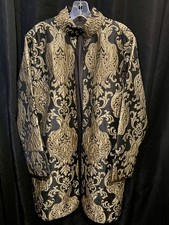 Heidi Daus Black Gold Brocade Stand Up Collar Open Jacket Pockets Cocktail XL picture