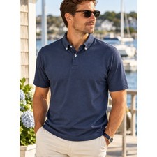 Peter Millar Crown Crafted Ace Cotton Blend Pique Polo Navy M preppy luxury club picture