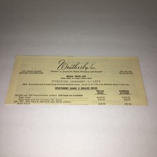 1979 Weatherby Retail Price Sheet picture