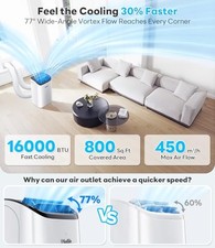 KOOLSILN 16,000 BTU INVERTER PORTABLE AIR CONDITIONER, COOLS UP TO - BLACK ON picture